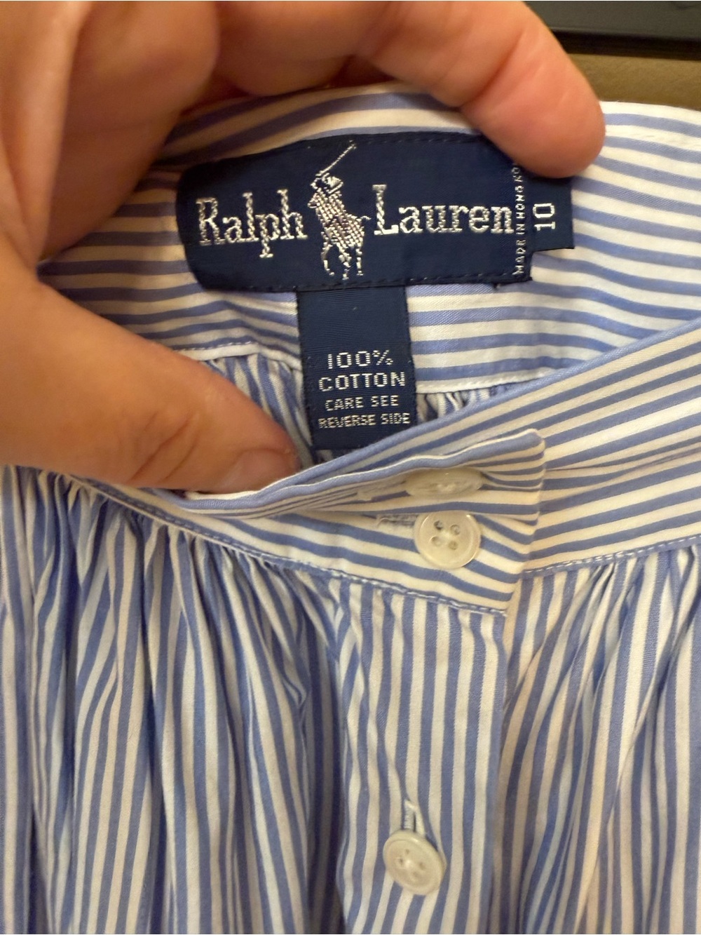 Ralph Lauren Blue and White Striped Button-Front Midi Skirt - Picture 5 of 8